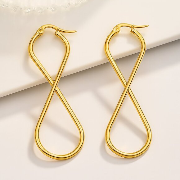 🆕️Infinity Statement Earrings | 18K Gold Plated Stainless Steel Minimalist Chic - Picture 7 of 9